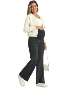 Wide Leg Pockets Maternity Pants for Work