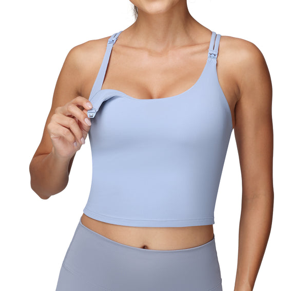 Light Blue Breastfeeding Nursing TankTops  front View