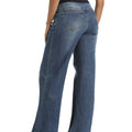Vintage Blue blue Maternity Pants - Back