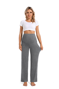 Black_Melange_Gray_Maternity_Pants_Front_View2