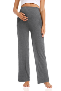 Black_Melange_Gray_Maternity_Pants_Front_View