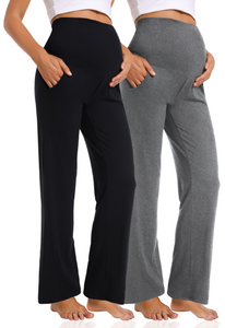 Black_Melange_Gray_Maternity_Pants_side_View